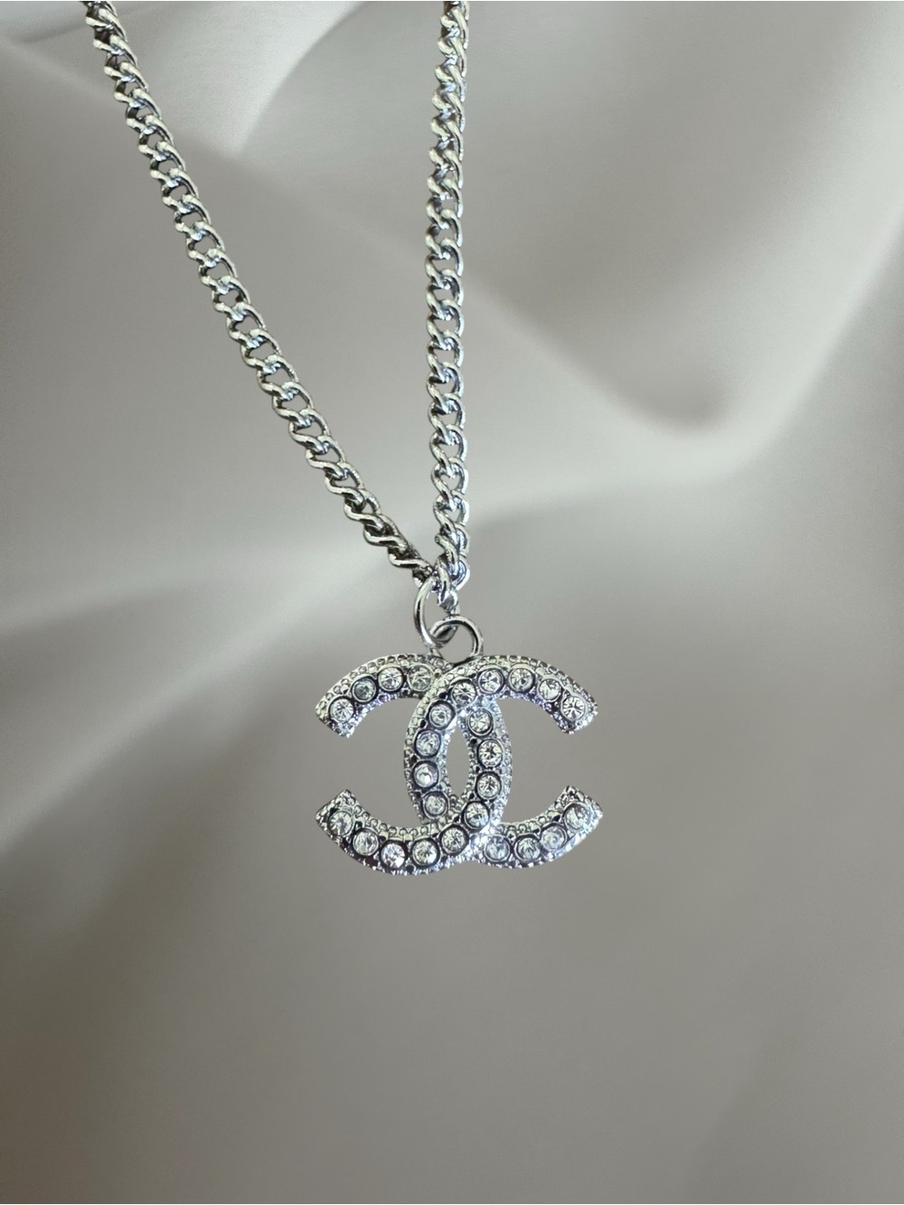 Silver Upcycled Chanel Pendant Necklace